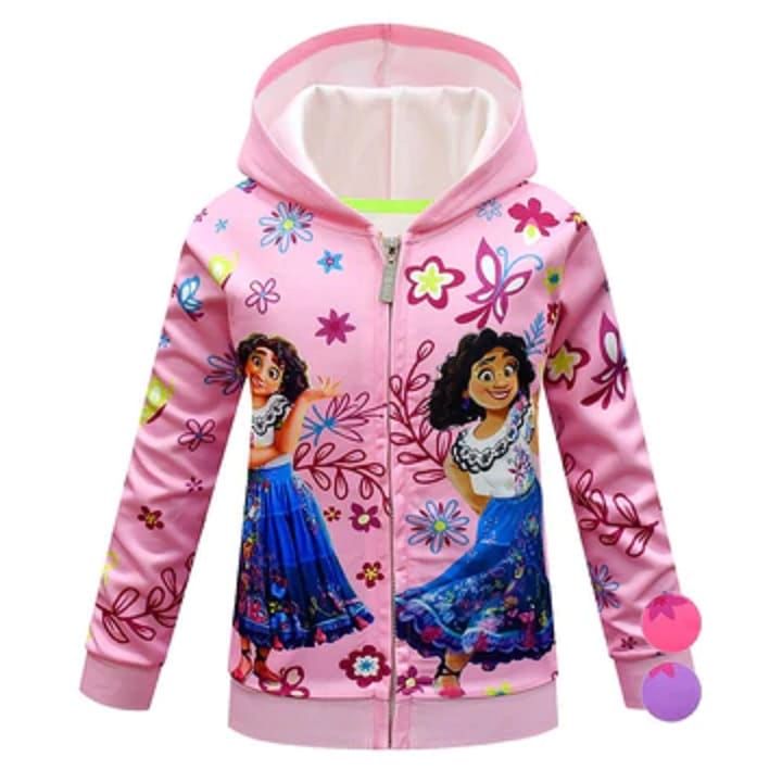 Kids Encanto Shirt Mirabel Print Zip Up Jackets - pink