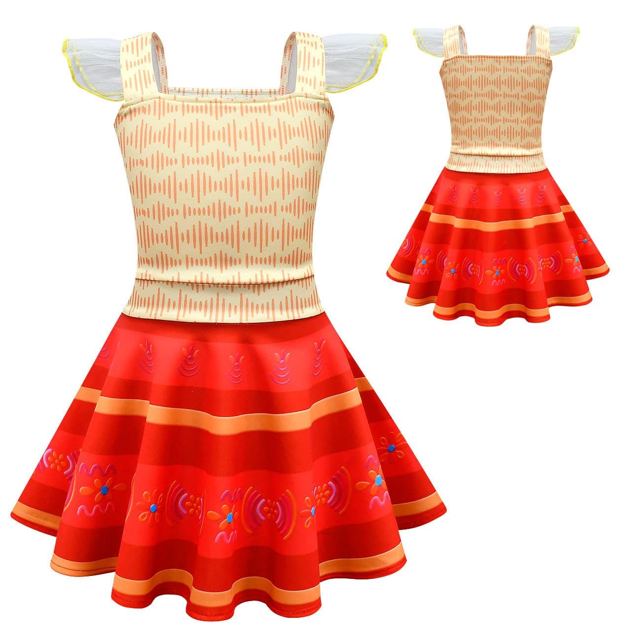 Dolores Encanto Costume Fly Sleeve Princess Play Dress