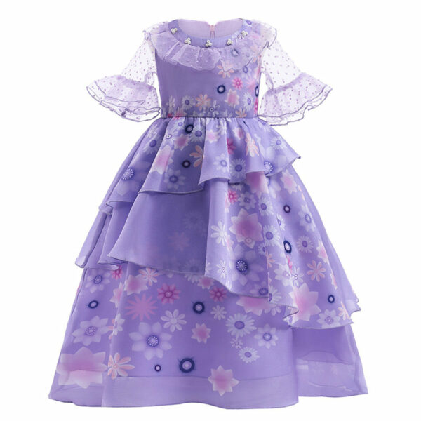 Kids Isabela Encanto Dress Purple Floral Print Tiered Dress