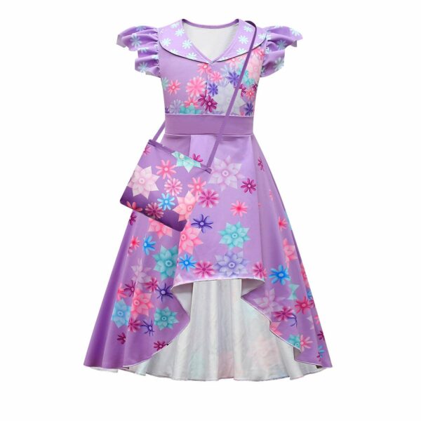 Encanto Isabela Dress Floral High Low Dress with Bag - 80685purple+bag