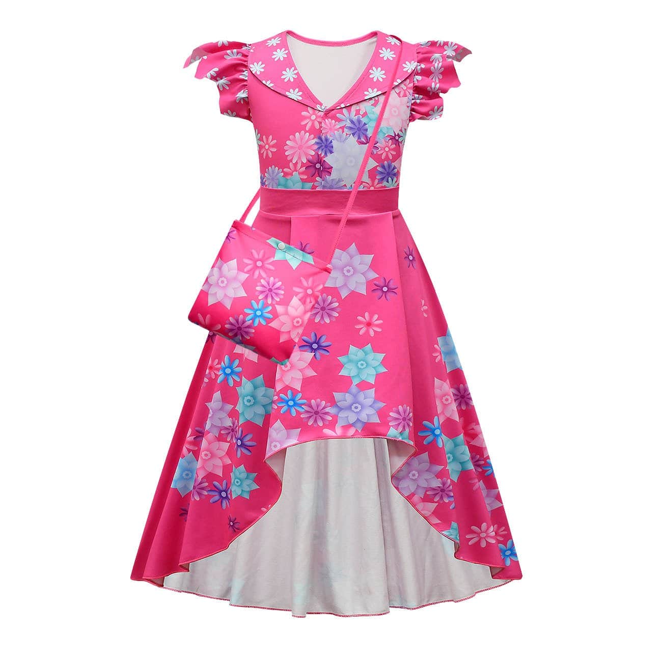 Encanto Isabela Dress Floral High Low Dress with Bag - 80685rose red+bag