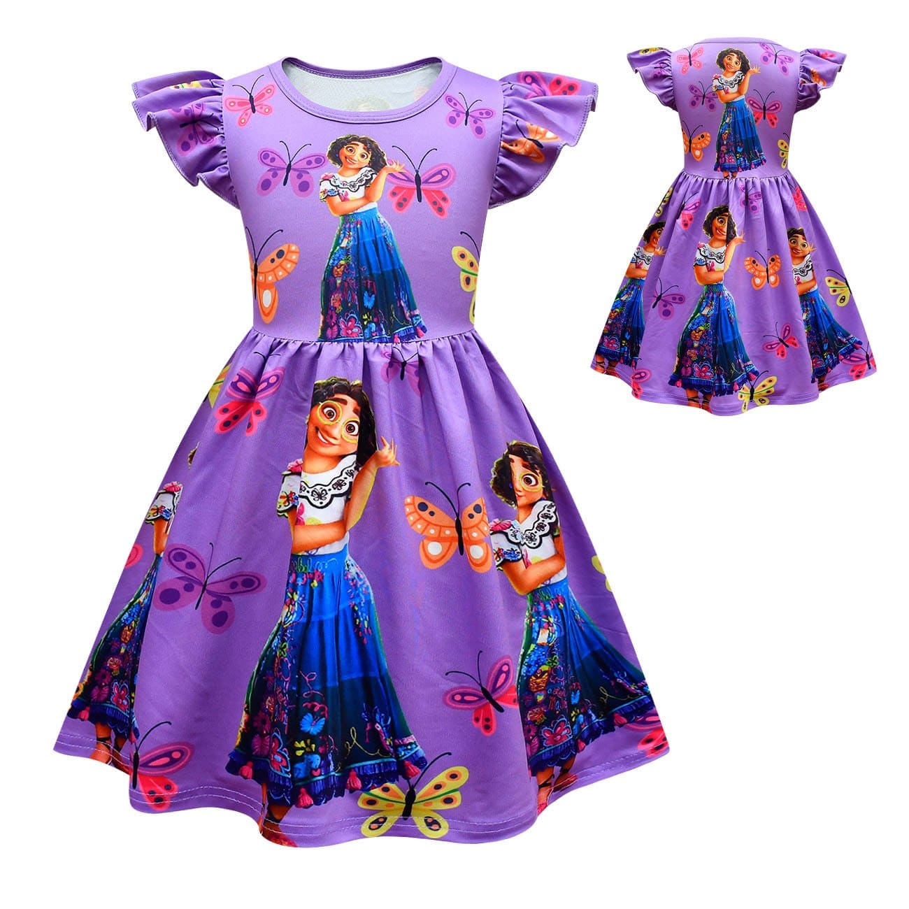 Encanto Mirabel Dress Flutter Sleeve Ruffle Dress for Girls
