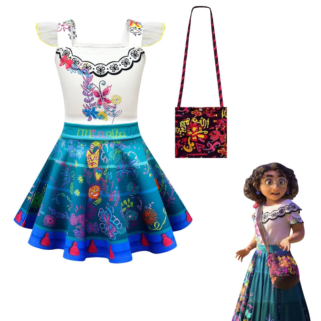 Encanto Mirabel Dress Girls Tank Dress with Bag