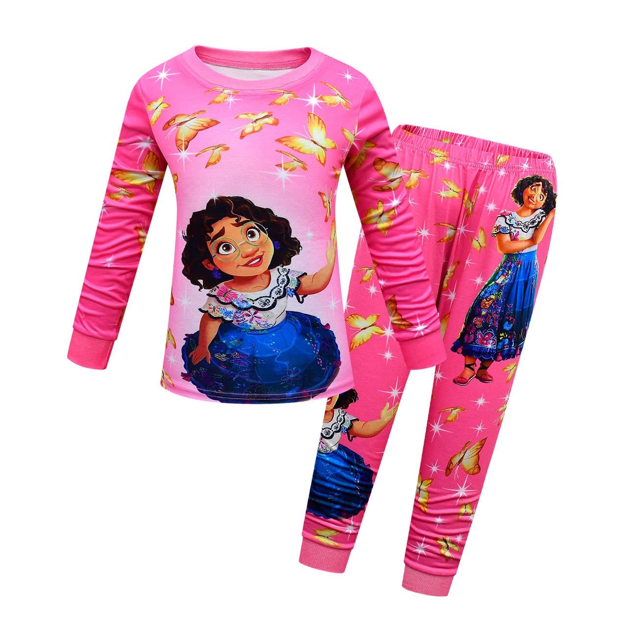Encanto Pajama Kids Long Sleeve Two Pieces Pajama - Rose Red