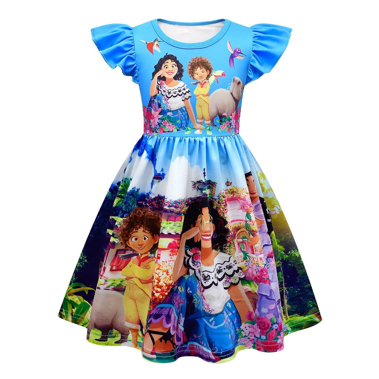 Girls Encanto Mirabel Dress Flutter Sleeve Princess Dress - Blue