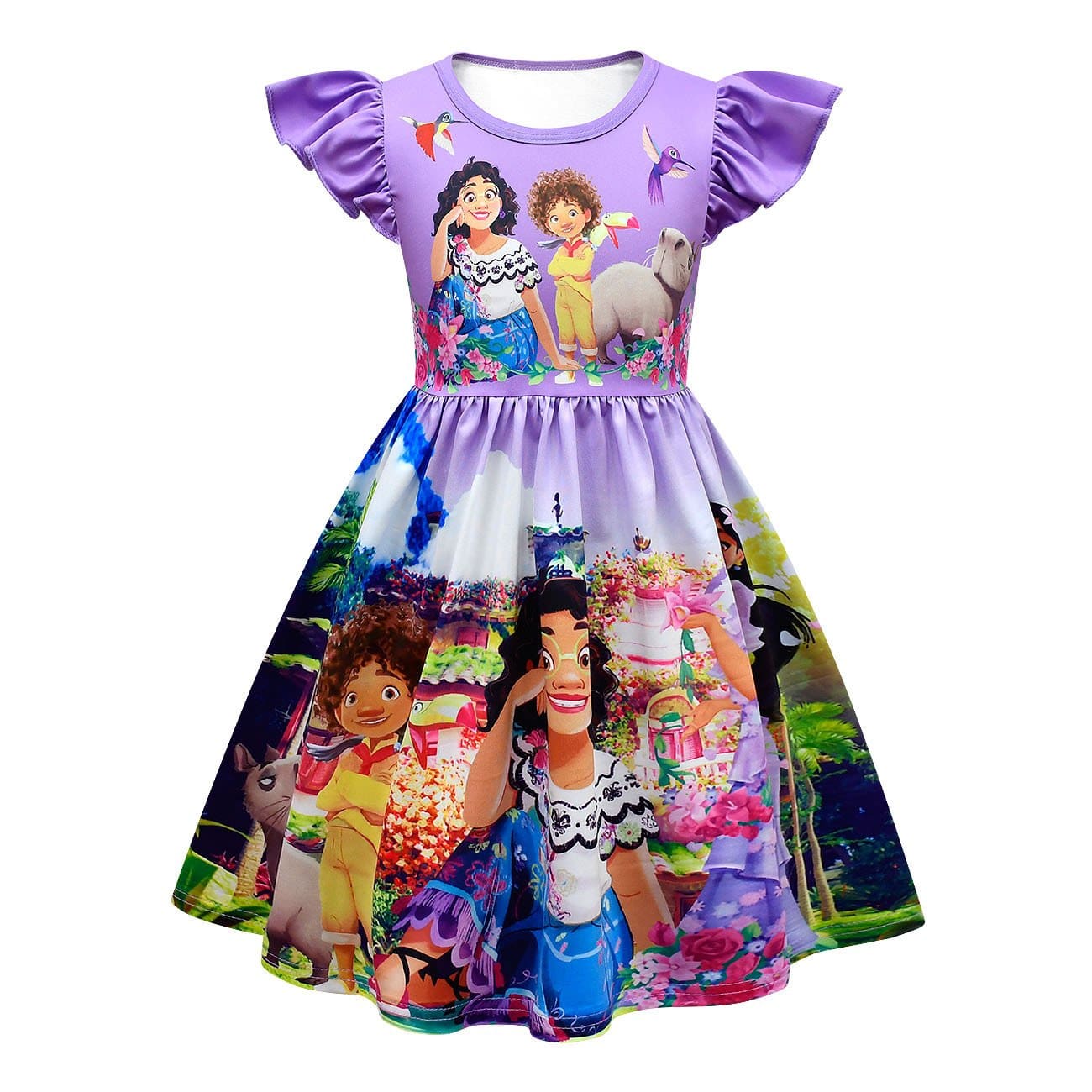 Girls Encanto Mirabel Dress Flutter Sleeve Princess Dress - Purple