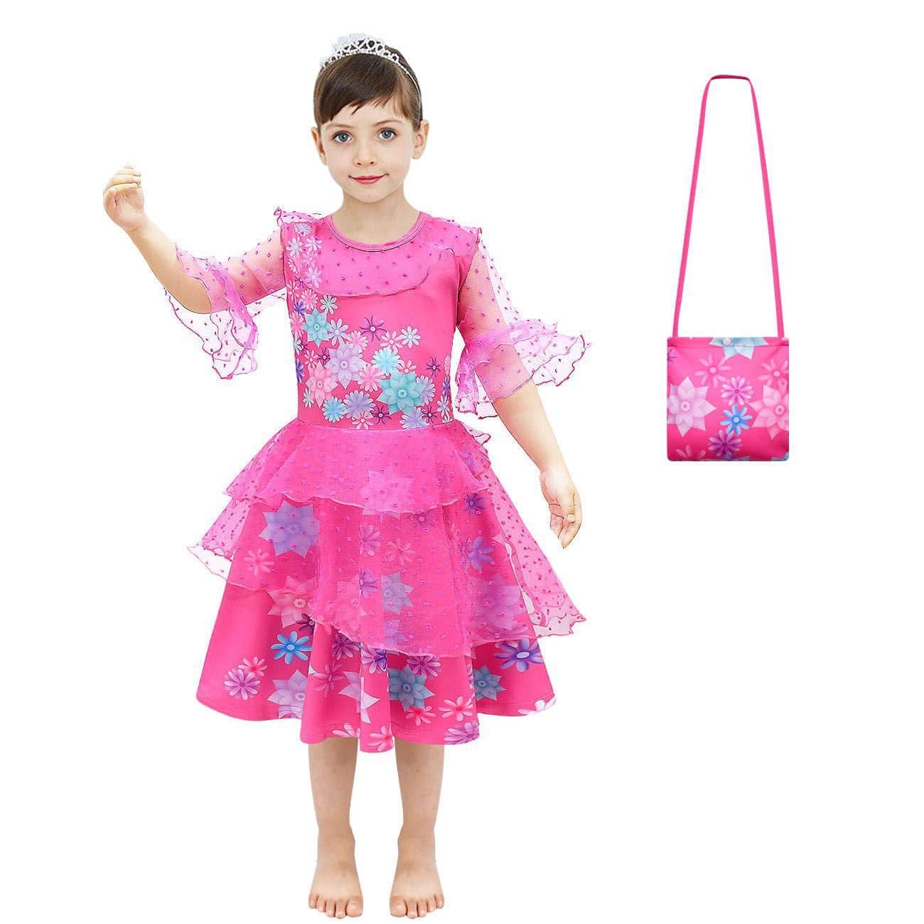 Isabela Encanto Dress Princess Play Dress with Bag - Rose Red