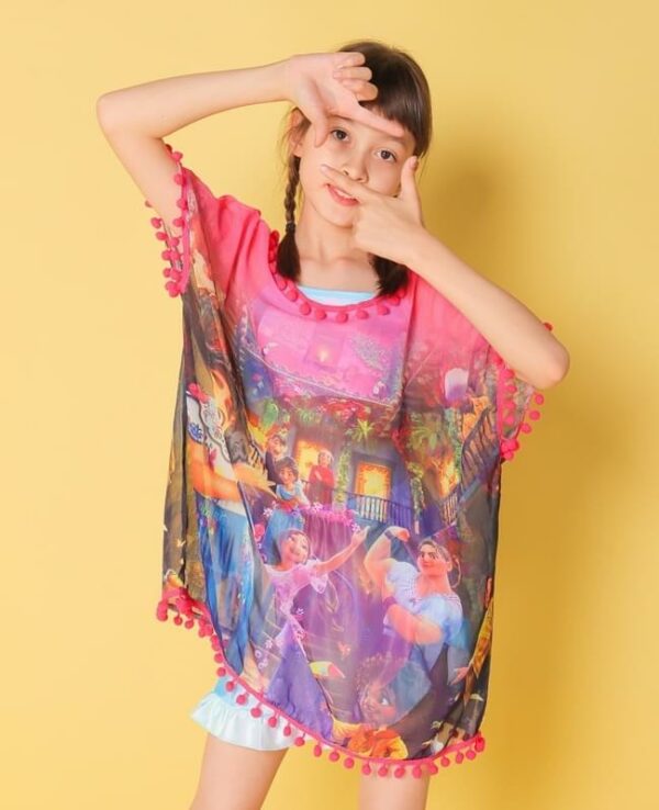 Girls Encanto Clothes Chiffon Coverup Shirt with Tass Pompom