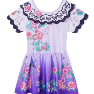 Girls Encanto Mirabel Dress Purple Floral Twirly Dress