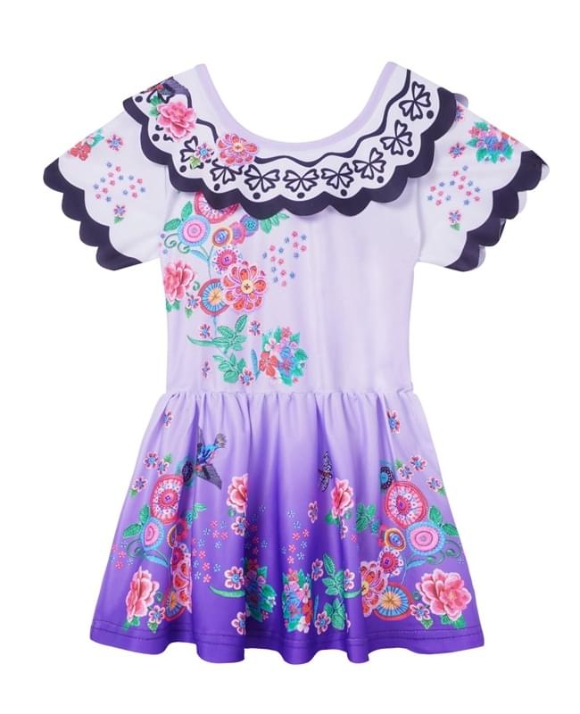 Girls Encanto Mirabel Dress Purple Floral Twirly Dress