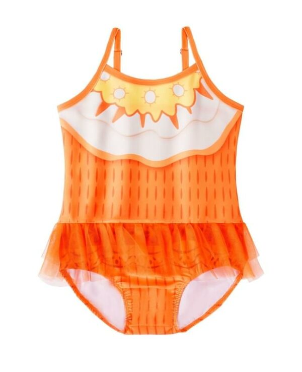 Toddler Girls Dolores Encanto Costume One Piece Swimsuit with Mesh