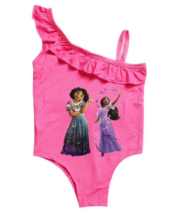 Toddler Girls Encanto Dress Pink Ruffle One Piece Swimsuit