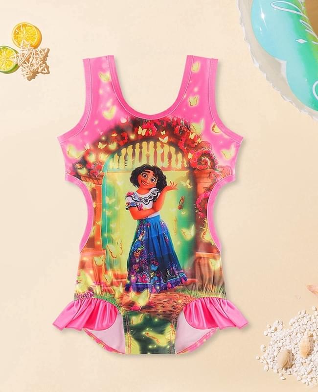 Toddler Girls Encanto Mirabel Dress One Piece Ruffle Swimsuit